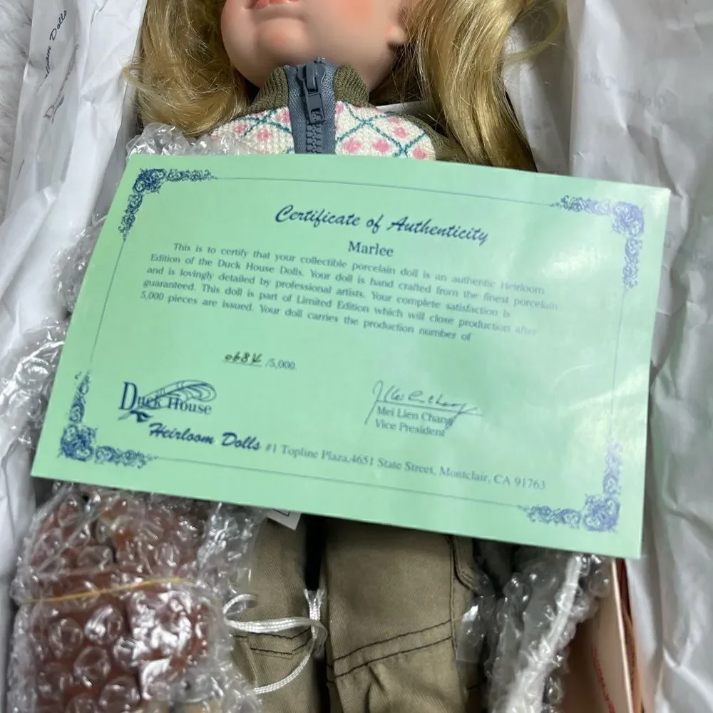 New in Box Duck House Heirloom Porcelain Doll Marlee 16” dress up for ad… - Picture 9 of 11